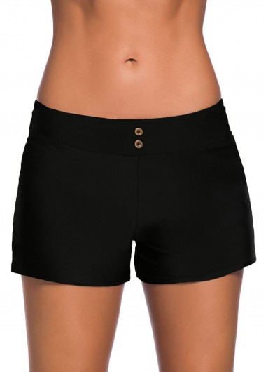 ROTITA Black Button Low Waisted Swimwear Shorts