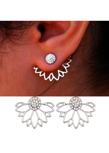 Rhinestone Lotus Shape Earrings for Lady