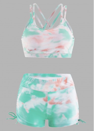 ROTITA Tie Dye High Waisted Drawstring Side Bikini Set