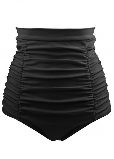High Waist Ruched Black Swimwear Panty