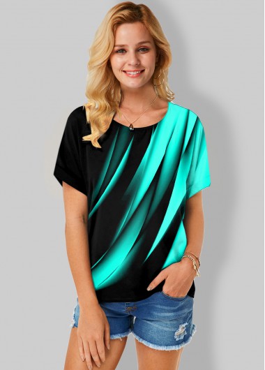 Round Neck Short Sleeve Printed T Shirt