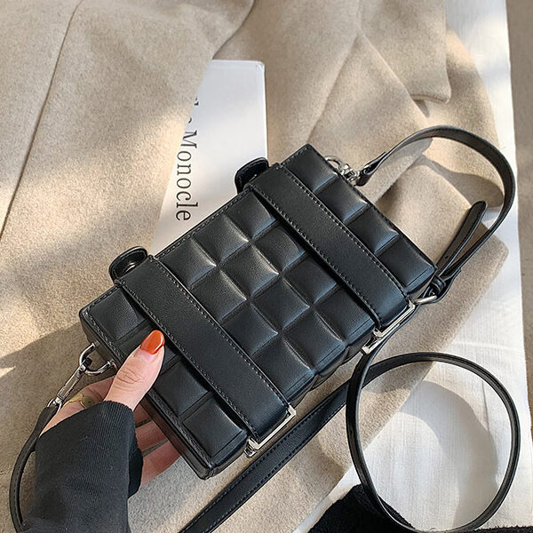 Casual Plaid Solid Color Bags Accessories BLACK-One_size SkuCY-!107487MaterialPU FeaturePlaid