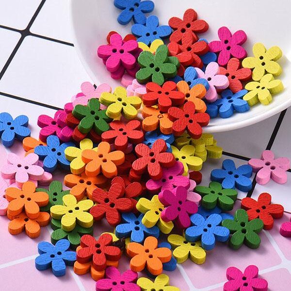 DIY Candy Color Flower Sewing Buttons MULTICOLOR-FREE SIZE Sku CY-!24362 Material Wooden Feature Floral