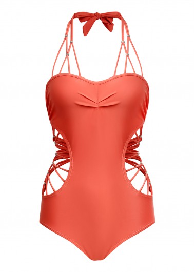ROTITA Tie Back Tie Back Cutout Detail One Piece Swimwear