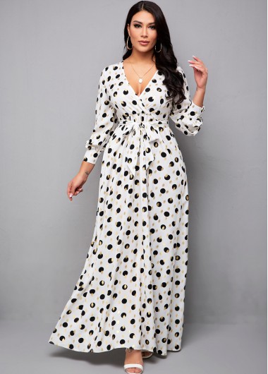 Hot Stamping Polka Dot Belted Dress
