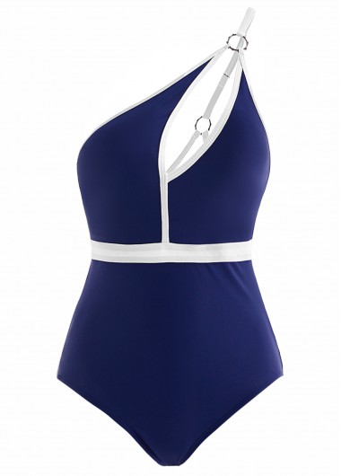 ROTITA Spaghetti Strap Contrast Cutout One Piece Swimwear