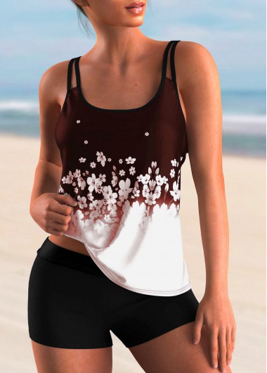 Ditsy Floral Print Mid Waisted Tankini Set