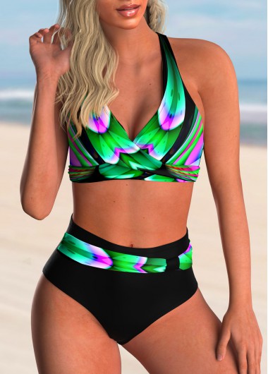 High Waisted Colorful Printed Bikini Set
