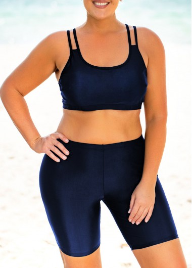 Spaghetti Strap Plus Size High Waisted Bikini Set