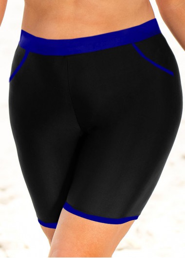 High Waisted Royal Blue Plus Size Swim Shorts
