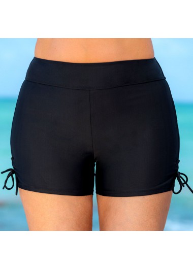 Drawstring High Waist Tie Side Plus Size Swim Shorts