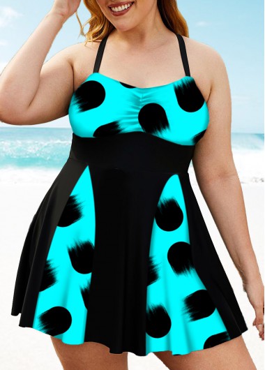 Halter Plus Size Polka Dot Swimdress and Shorts