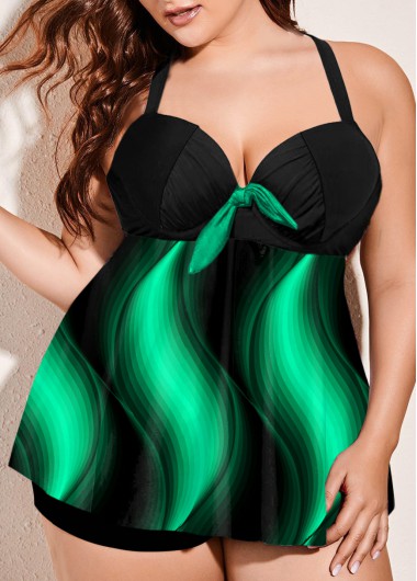Printed Plus Size Spaghetti Strap Swimdress and Shorts