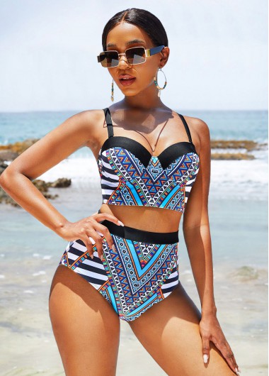 ROTITA High Waisted Tribal Print Bikini Set