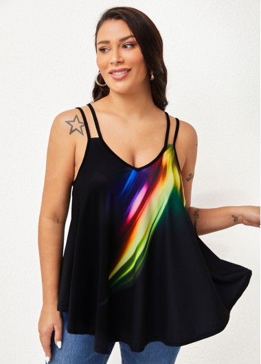 Spaghetti Strap Colorful Printed Camisole Top
