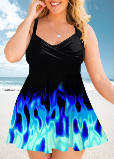 Ombre Plus Size Spaghetti Strap Swimdress Top