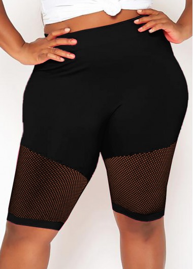 Lace Stitching Plus Size High Waisted Swim Shorts