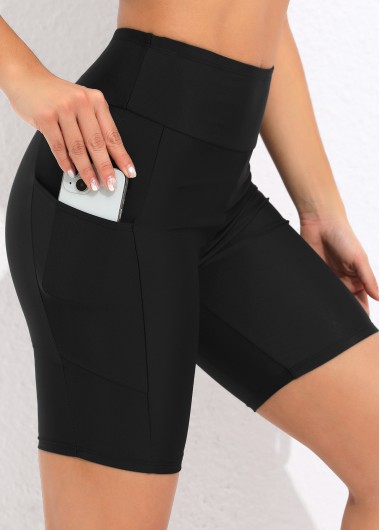 ROTITA Black High Waisted Pocket Swim Shorts