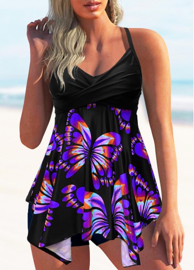 Spaghetti Strap High Waisted Lace Up Swimdress and Panty