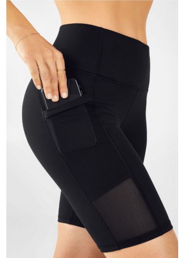 Pocket Solid High Waisted Swim Shorts