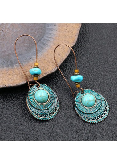 Metal Detail Retro Design Turquoise Earrings