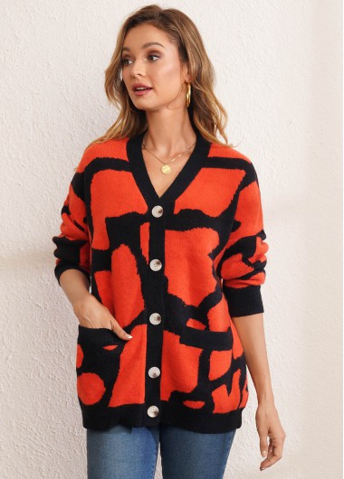 Pocket Design Button Up Long Sleeve Cardigan