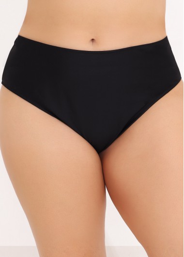 Black Plus Size High Waisted Swimwear Panty
