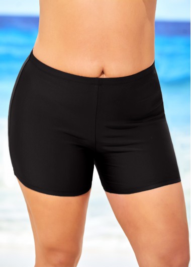 Black Plus Size High Waisted Swimwear Shorts