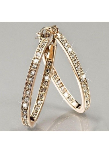Rhinestone Design Gold Circle Detail Earrings