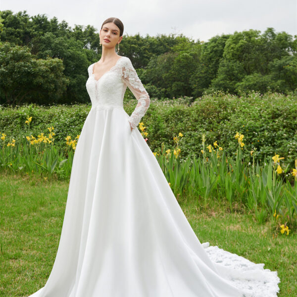 romantic bridal dress depicting a fairytale love. Flowy and delicately crafted