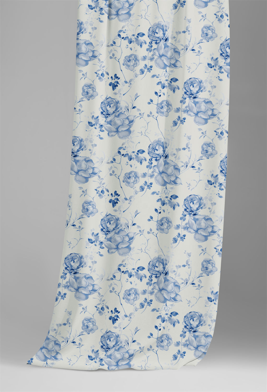 AW Chiffon Floral Fabric for Fashion Dress Blue Botanical Floral