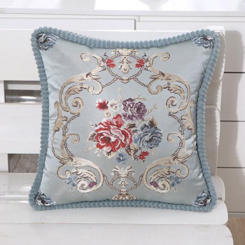 Floral Embroidered Pillow Case BLUE-SMALL SIZE Sku CY-!26894 Material Spandex Style Square Feature Printed