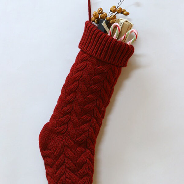 Jacquard Solid Color Christmas Socks Decoration Accessories PURPLISH RED-One_size SkuCY-!112156MaterialAcrylic