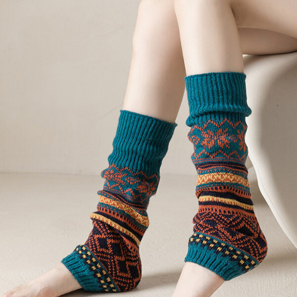 Casual Wool Keep Warm Printed Leg Warmers Accessories BLUE-One_size SkuCY-!112879MaterialWool FeatureKeep Warm
