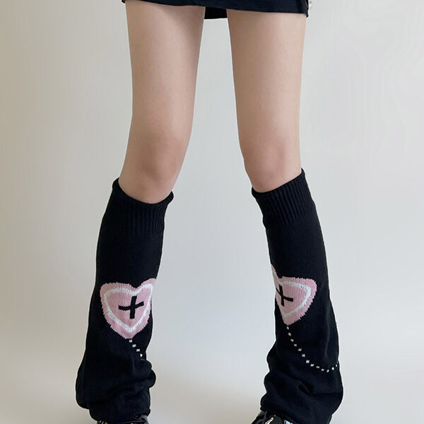 Fashion Flared Keep Warm Heart Shape Printed Leg Warmers Accessories BLACK-One_size SkuCY-!111889MaterialAcrylic