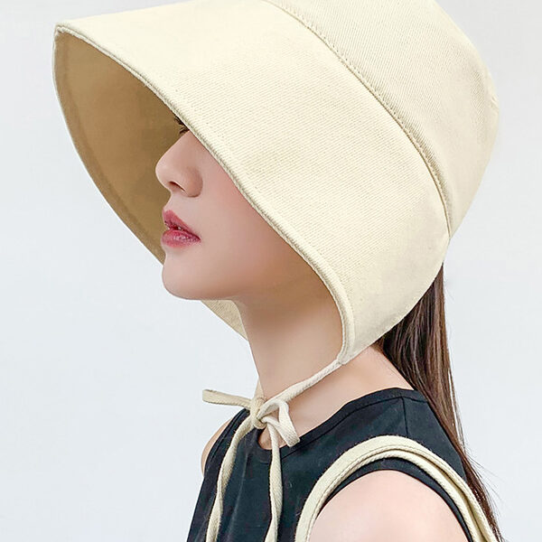 Going Out Solid Color Sun Protection Fisherman Hat BEIGE-One_size SkuCY-!100265Material>70%Cotton FeatureTied