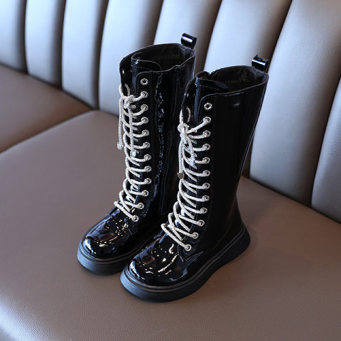 Girls Lace Up High Boots