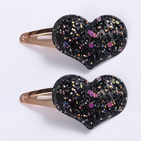 Cute Heart-shaped Sequins Hairpin 2 Piece Set