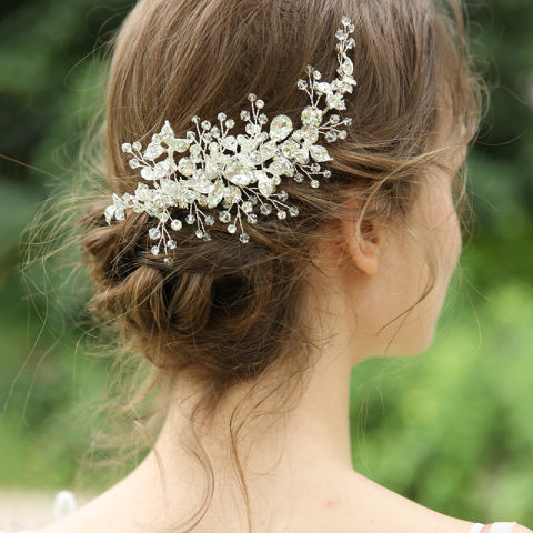 Headdress Rhinestone Hairpin Wedding Side Clip