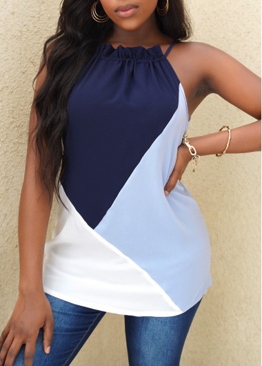 Tie Back Color Block Camisole Top