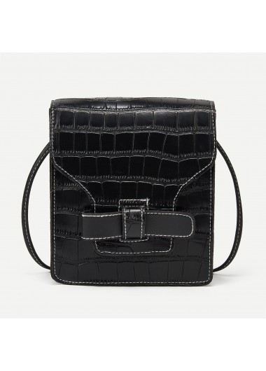 PU Contrast Stitch Black Change Purse