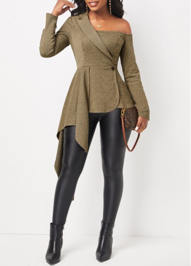 ROTITA Dark Grey Marl Long Sleeve Asymmetry Blouse