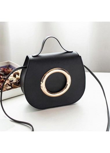 Magnetic PU Design Black Shoulder Bag