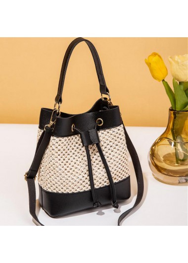 Contrast Black Drawstring Detail Shoulder Bag