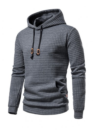 Pocket Dark Grey Regular Sleeve Hoodie