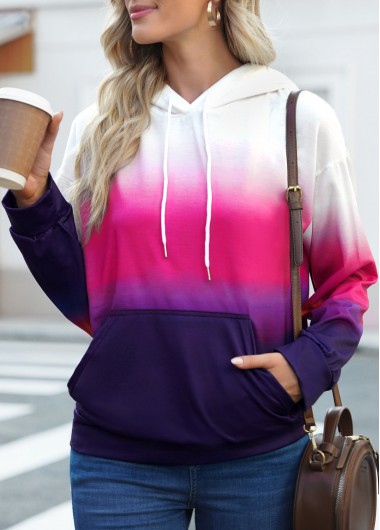 Hot Pink Ombre Kangaroo Pocket Hoodie