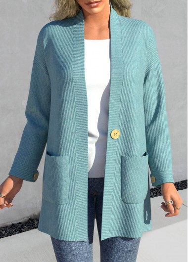 ROTITA Peacock Blue Long Sleeve Button Cardigans