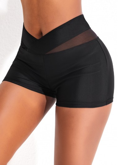 ROTITA Black Mesh Mid Waisted Swim Shorts
