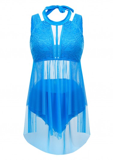 ROTITA Lace Sky Blue Mid Waisted Swimdress and Panty
