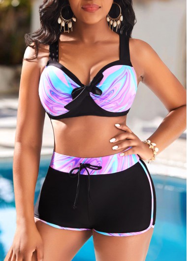 Ombre Bowknot Multi Color Bikini Top